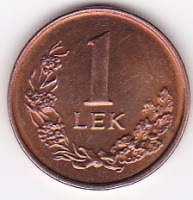 Старинные деньги (бумажные, монеты) - 1 лек 1996г.Албания.