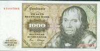 Старинные деньги (бумажные, монеты) - Бона - Германия 1000 марок 1980 года