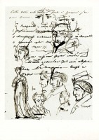 Ретро знаменитости - Ипсиланти , Марат , Занд , Лувель - на листе с черновыми набросками.