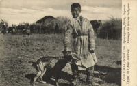 Киргизия - Типы киргизов. Киргизский мальчик с борзым щенком тазы, 1900-1909