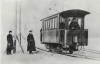 Железная дорога (поезда, паровозы, локомотивы, вагоны) - Моторный вагон трамвая на льду Невы
