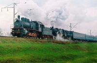 Железная дорога (поезда, паровозы, локомотивы, вагоны) - Паровозы Эм721-68 и ТЭ-322 с поездом