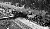 Железная дорога (поезда, паровозы, локомотивы, вагоны) - Железнодорожный состав уничтоженный советскими партизанами