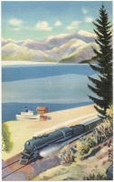 Железная дорога (поезда, паровозы, локомотивы, вагоны) - Железная дорога вдоль озера Пенд Орейн в Айдахо