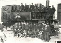 Железная дорога (поезда, паровозы, локомотивы, вагоны) - Памятное фото с паровозом Ьк-48 треста 