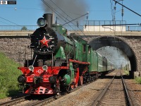 Железная дорога (поезда, паровозы, локомотивы, вагоны) - Паровоз Су251-58 с поездом на перегоне Александровская - Верево
