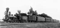 Железная дорога (поезда, паровозы, локомотивы, вагоны) - Паровоз  типа 1-2-0 с поездом