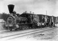 Железная дорога (поезда, паровозы, локомотивы, вагоны) - Паровоз Т.32 с агитпоездом