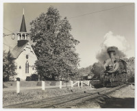 Железная дорога (поезда, паровозы, локомотивы, вагоны) - Локомотив NW 429 и лютеранская церковь, Дамаскус, Вирджиния