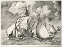 Корабли - Морской охотник между двумя вооружёнными галерами