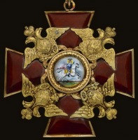 Медали, ордена, значки - Знак в виде креста к ордену Святого Александра Невского, изготовленный в 1820-30 гг.