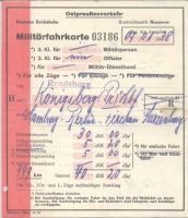 Документы - Билет Deutsche Reichsbahn образца 1938г.от Рендсбурга до Кёнигсберга.