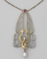 Драгоценности, ювелирные изделия - Золотое ожерелье с кулоном Лебедь