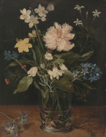 Картины - Ян Брейгель. Натюрморт с цветами в стеклянной вазе