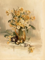 Картины - Нарциссы в стеклянной вазе