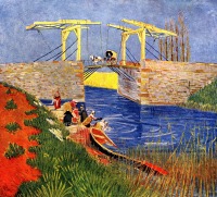 Картины - Мост Ланглуа и прачки у  канала, 1888