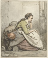 Картины - Сидящая женщина с медным чайником