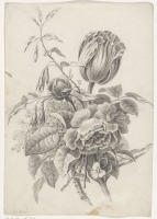 Картины - Букет тюльпанов, роз, фуксий, сирени и фиалок