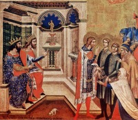 Картины - Св. Себастьян ободряет двух христиан перед судом императоров. 1367