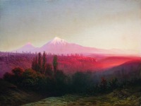 Картины - Илья Занковский. Горные вершины на закате