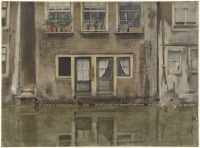 Картины - Виллем Витсен. Дома вдоль канала в Амстердаме