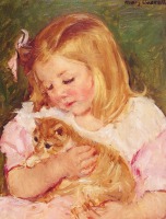 Картины - Мэри Кассат. Сара с рыжим котёнком