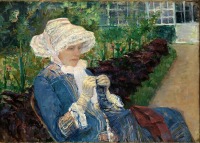 Картины - Лидия за вязанием в саду