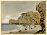 Картины - Эжен Делакруа. Пляж и скалы Этрета