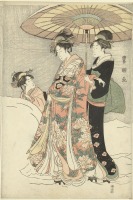 Картины - Три женщины в кимоно и снежный ком. Фрагмент 2