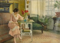 Картины - Картина.  Поль- Густав Фішер (1860-1934) - датський художник.  Жінка читає книжку.