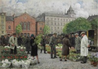 Картины - Картина.  Поль- Густав Фішер.  На ринку з квітами.