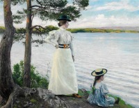 Картины - Картина. Поль-Густав Фішер.  Жінка з дівчиною біля води.