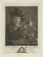 Картины - Мужчина перед свечой  с бокалом