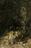 Картины - Букет луговых цветов и трав на лесной поляне