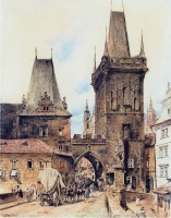 Картины - Картини.  Мостова вежа Менше місто в Празі. Рудольф фон Альт.