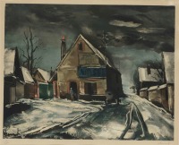 Картины - Деревенская улица зимой