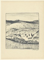 Картины - Холмистый пейзаж с полями