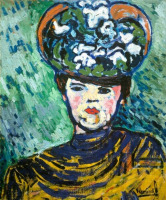 Картины - Морис де Вламинк, Портрет Женщина в шляпе