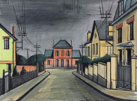 Картины - Бернард Баффе, Улица с розовым домом