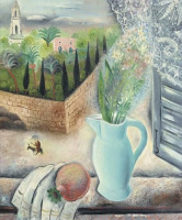 Картины - Рувим Рубин, Натюрморт на моём окне, Абу-Кабир