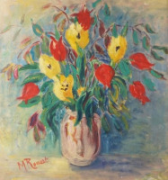 Картины - Мадлен Руар, Жёлтые и красные тюльпаны в вазе