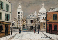 Картины - Морис Утрилло, Площадь дю Тертр под снегом