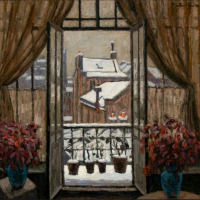 Картины - Жак Мартен-Ферье, Вид балкона в мастерской художника