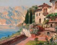 Картины - Готфрид Арнеггер, Вилла на фоне итальянского пейзажа