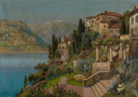 Картины - Готфрид Арнеггер, Итальянская прибрежная сцена на фоне гор
