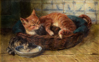 Картины - Карл Эмиль Мюске, Кошка-мама
