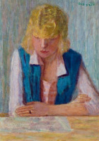 Картины - Пьер Боннар, Блондинка в голубом жилете