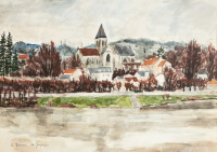 Картины - Андре Дюнуа де Сегонзак, Церковь в Триеле с видом Сены