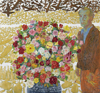 Картины - Поль Камениш, Автопортрет с букетом роз