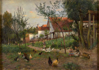 Картины - Адольф Линс, Весенний день в деревне